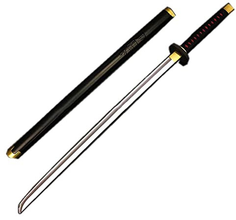 damdos Halloween Prop 40 Katanoa Sword, Cosplay Weapon Sword Rorono PU Rubber Samurai Swords Birthdays Gifts (Black)