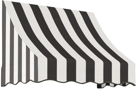 Awntech 3' Nantucket (40.5-31-24) Curved Slope Fixed Awning, Black/White Stripe
