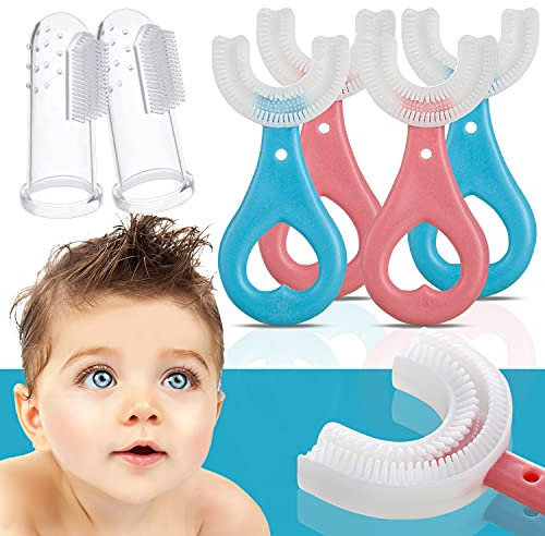6 Stück Zahnbürste Kinder U Förmige Kinderzahnbürste Alle Abgerundeten 360° Lebensmittelqualität Silikonbürstenkopf Baby Zahnbürste (0-6 Jahre Alt)