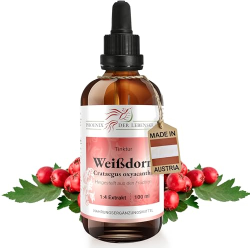 Weißdorn Tinktur - 100 ml, Crataegus oxyacantha Tropfen, 1:4 Extrakt, Top Premium Qualität, Hergestellt in Österreich, Vegan