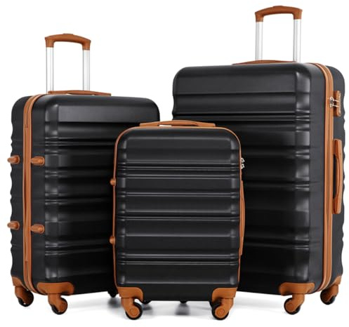 COOLIFE 3 Piece Hardshell Luggage Set, Suitcase Set with Smooth 4 Wheels