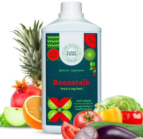 The Natural Plant Food Co | Beanstalk Fruit & Vegetable Feed - 100% Natural Plant Food - Rich in Nitrogen, Phosphorus and Potassium - Pet Friendly - Free from Peat & Chemicals - 1L