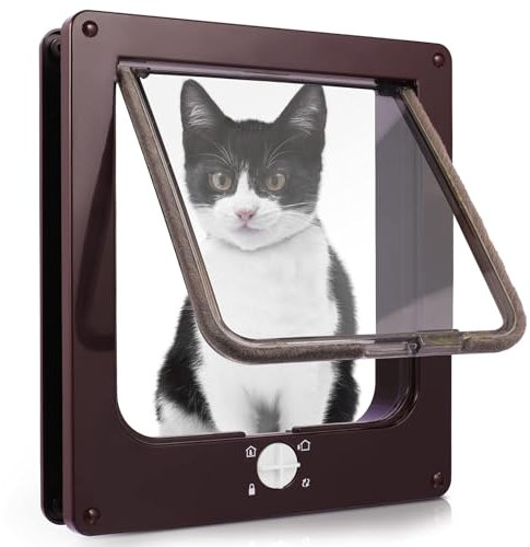 Sailnovo Katzenklappe Hundeklappe 4 Wege Facile-Verschluss für Katzen und kleine Hunde, Installieren Leicht mit Teleskoprahmen, Cat Flap Klappe Hundetür Katzentür Haustierklappe 25 * 29 * 5,5 cm