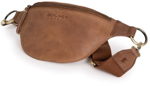 Berliner Bags Vintage Bauchtasche Mona, Umhängetasche aus Leder, Crossbody Tasche, Gürteltasche für Damen und Herren - Braun