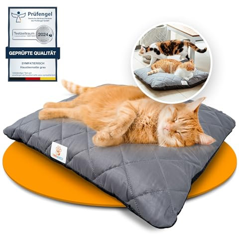 Waschbares Katzenbett [wasserdicht] - Waschbares, komfortables Katzenkissen - Haustierbett, Katzen-Bettchen, Katzenkörbchen, Kuschelbett, Katzenschlafplatz, drinnen & draußen | 60x50x8 cm