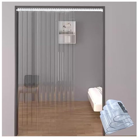 WXQTM Transparenter PVC-Streifenvorhang-Bausatz Weichplastik-Türvorhang 2.5mm Verdickt Winddicht Trennwand Vorhang, für Geschäfte Küchen Einkaufszentren (0.75x2.1m)