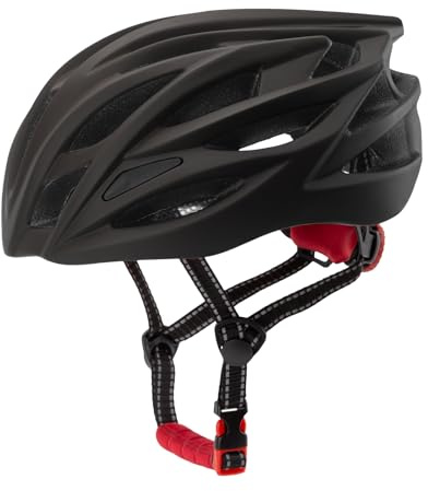 Casco de bicicleta para hombres y mujeres, ajustable, casco de ciudad con forro interior extraíble, casco ligero para ciclismo en carretera y bicicleta de montaña MTB para adultos (Negro, 57-61CM)