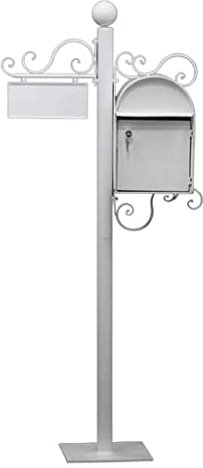 Mailbox Floor-standing Iron Postbox Retro Style Mailbox Posts Large-capacity Drop Box Diy House Number Home Letter Box (White)