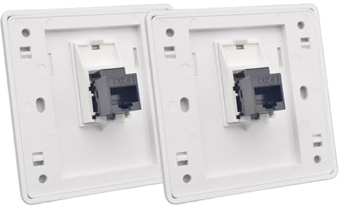 2 x CAT6 Gigabit Network Socket, Ethernet RJ45 LAN Cable Faceplate Networking Port Dual-Pass Socket Box for Ethernet Cable Installation Female To Female Internet Outlet 86x86mm (LAN x 1), Black