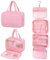 Kulturbeutel zum Aufhängen Damen, Kulturtasche Damen zum Aufhängen mit Schmuck Organizer, Faltbarer Wasserdichter Reise Kulturbeutel, Hanging Toiletry Bag mit Mehreren Fächern, Waschtasche mit Haken