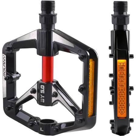 Azarxis cykelpedal med reflekterande ränder, pedaler för elcykel, mountainbike, vägcykel (3# svart, en storlek)
