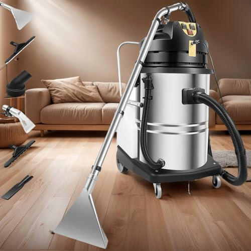 DHMYDPDZ Lavatappeti con Contenitore 60L/20L–Aspirapolvere Lava Tappeti e Divani–Potenza aspirazione 2110W, 250 mbar,Spazzola in Acciaio Inox,Dotato 6 Accessori Pulizia e Rullo,Pulitore Tappezzeria