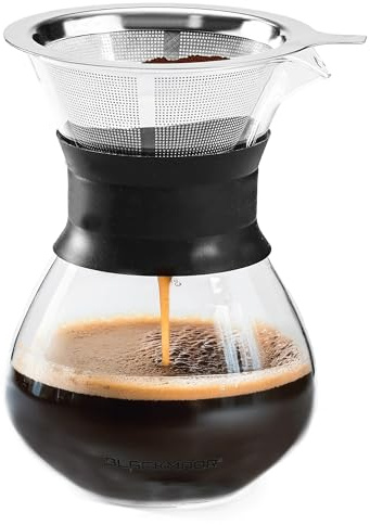 Blackmoor 400ml Pour Over Coffee Maker/Borosilicate Glass Carafe with Stainless Steel Filter/Compact Slow Drip Style Brewer for Rich, Flavourful Coffee 68499