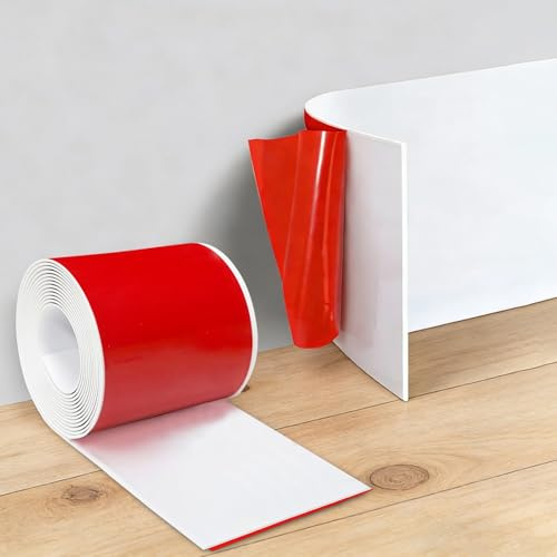 Mjuk golvlist självhäftande, 10 cm x 300 cm golvlist självhäftande för alla rumstyper, mjuk golvlist självhäftande slutremsa av PVC, flexibel böjlist golvlister – lägen-vit
