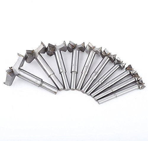 Juego de 10 brocas Forstner de 14 a 50 mm, broca plana para madera para realizar orificios precisos con fondo plano, broca de carburo para taladrar orificios con punta central y