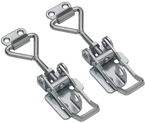 FT-Germany [2-pack] Justerbart spänningslås med krok av galvaniserat stål 110 mm till 125 mm Låsbar av stål med säkerhetshandtag spaklås Lådförslutning