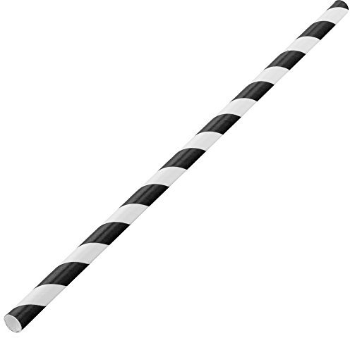 Biodegradable Paper Straws Black and White, Pack of 250