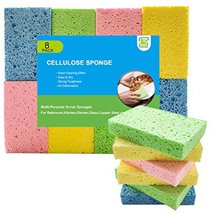 Foamworld 8 Stück Zelluloseschwamm Geschirr Putzschwamm reinigt robuste Verschmutzungefür Küche & Bad, Abwasch, Bio Schrubben, Glas Fenster Schuhe zufällige Farben, Wiederverwendba（11x7x2cm）