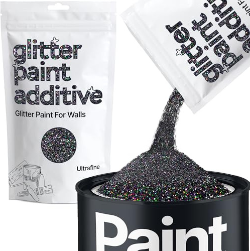 Hemway Black Holographic Glitter Paint Additive Ultrafine 100g | for Paints & Varnish | Paint Walls Sparkly Add to Emulsion, Acrylic or Lacquer Indoor