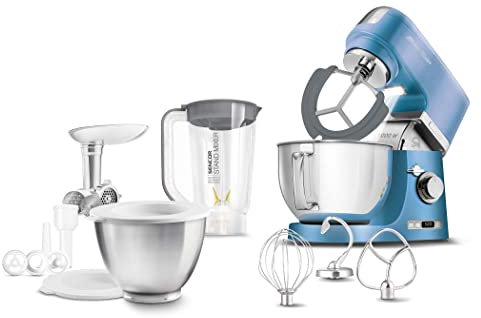Batidora de base resistente totalmente de metal, 1000 W, color azul