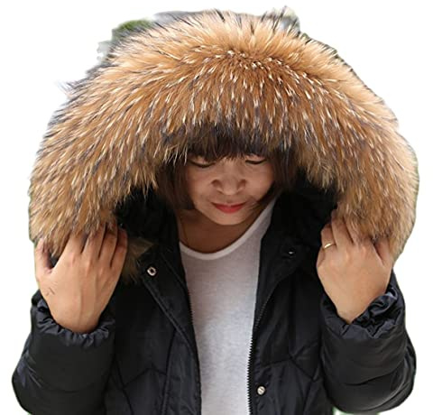Adynice Vera Sciarpa Calda Collo di Pelliccia di Procione Parka Cappotto Cappello Trim lungo70CM larghezza16CM