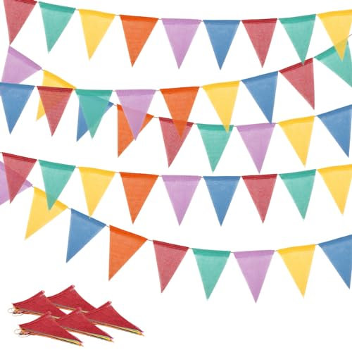 Yumcute Wimpelkette Outdoor Wetterfest, 5 Stück Wimpelkette Bunte, 20M, Wimpelgirlande Wimpelbanner für Einschulung, Party, Hochzeit, Festival, Klassenzimmer Deko