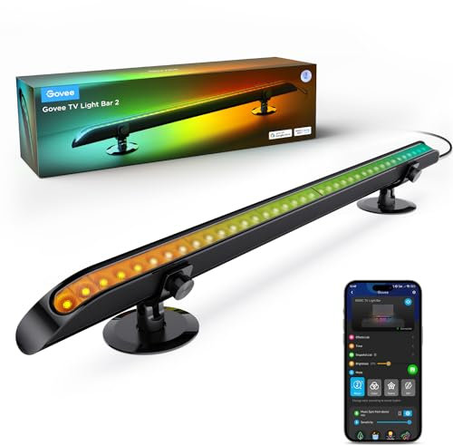 Govee Barra LED per TV, Barra Luminosa RGBIC da 31 Pollici, Più Opzioni di Posizionamento, Retroilluminazione TV per 55-70 Pollici, Luce LED per Decor, Controllo Vocale e App, 1 Confezione