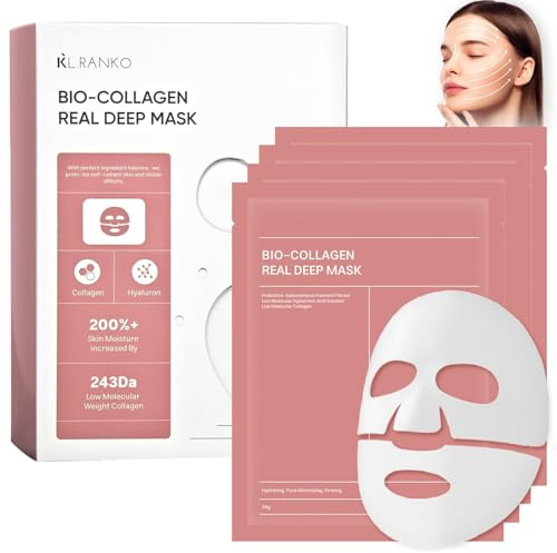 8 stycken ekologiska collage äkta djupsmask, collage övernattningsmask korean, anti-rynk anti-aging ansiktsmask, för hydrering, anti-rynkeffekt, rengöring och blekning