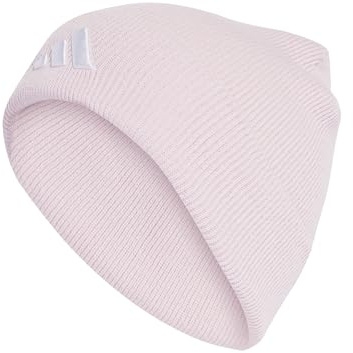 adidas Unisex NEW Logo Beanie Cuff, Clear pink/White, L