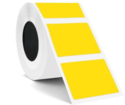 SUPVAN T50M Etiketter, 50mm x 80mm, 250 St/Rull, 2 Rullar, Svart På Gul | Termisk, Vattentät, Oljeresistent, Slitstark, Stark Vidhäftning, Automatisk Identifiering, för Skola, Kontor och Hem