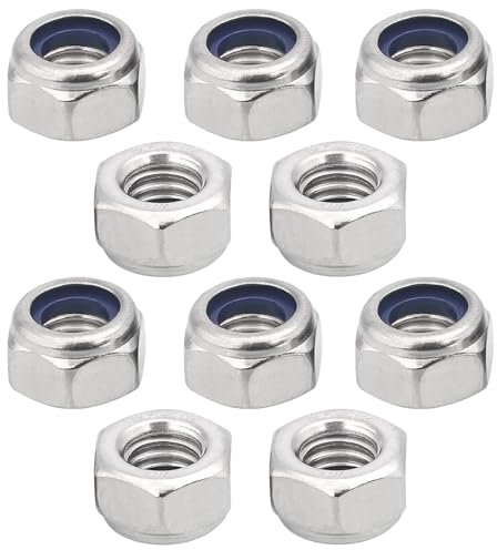 cyclingcolors 10x Dadi autobloccanti Dado di Bloccaggio Esagonale in Acciaio Inox A2 DIN 985 ISO 10511 Dadi di Bloccaggio in Nylon per Viti Bulloni con Filettatura Metrica, M6