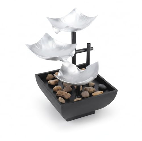 Sustvita Decoración de la Fuente de Cascada de Escritorio, Fuente de Agua de circulación automática USB con diseño de Rocas Que Fluye para el Adorno de la Oficina del Escritorio