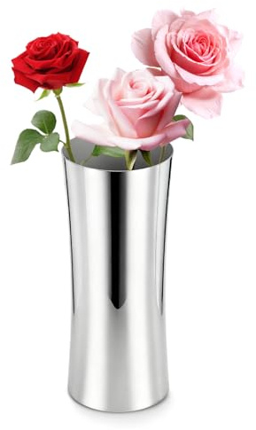 Stainless Steel Vase, Centerpiece Decoration Tabletop Flower Silver Vase | Metal Elegant Flower Vases for Office Home Wedding Decoration