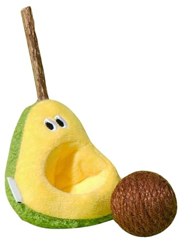 Snack de aguacate y gato - Juguetones masticativos para gatitos, juguetes interactivos para gatos, bolas para ejercicios de dentición | Suministros de diversión para felinos, juguetes con er