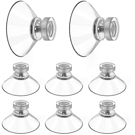 UIHRLM 8 Pieces Suction Cups, 40mm Clear Plastic Sucker with Metal Screw Nut Suction Holder, Extra Strong Adhesive Glass Suckers for Daily Hanging on Bathroom Kitchen Wall Door Other Smooth Flat