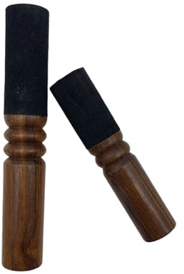 Leoriaie 2 Pieces Tibetan Singing Bowl Mallet Suede Wooden Striker Leather Wrapped Meditation Mallet Sound Bowl Stick Buddha Musical Instruments for Buddhist Meditation Yoga Chime (Black and Brown)