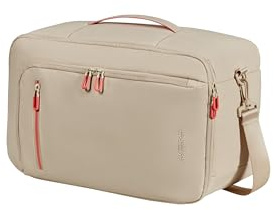 American Tourister Puffypop - Dam Under-Sätes Handbagage (40 x 25 x 20 cm, 21 L, 0.70 kg) - Mångsidig 3-Way Kabinväska, Flygplansryggsäck med Laptopfack 14 - Beige