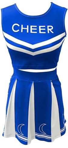 EURDFHY Cheerleader outfit Girls Cheerleading Uniform Dance Costume Printed Vest With Pleated Skirt(Blue,M)
