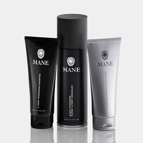 Mane Hair Thickening Spray, Shampoo and Conditioner (Black)