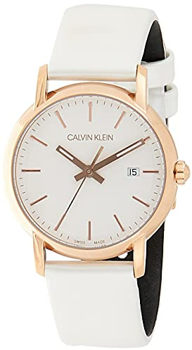 Calvin Klein Damen Armbanduhr Leder Silber/Rosé 32mm