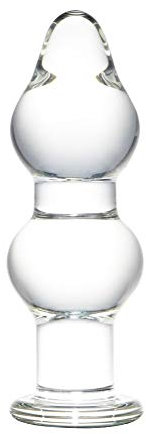 SXOVO Plug Anal de Vidrio, Bolas Anales Transparente con Cuentas Dobles, Sex Toy para Pareja Hombre Mujere (L)