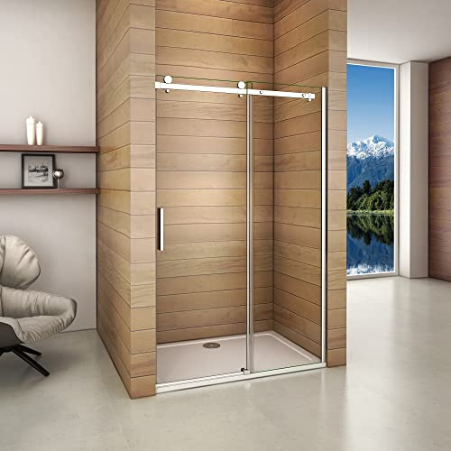 Aica Porta Doccia Per Nicchia Anta Scorrevole Ingresso Laterale In Vetro 6mm Temperato Trasparente Telai In Alluminio Cromato Lucido 120x195cm