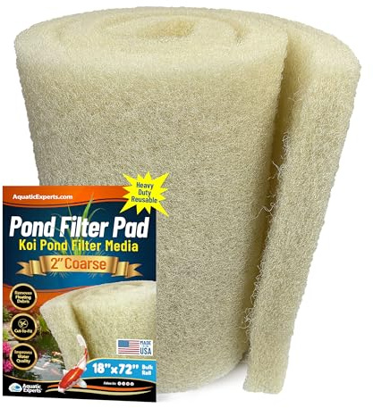 Aquatic Experts Cream COARSE Pond Filter Pad - 2 inch Thick - Bulk Roll Water Garden Filter Pond Media - Made in USA (18 inch by 72 inch)