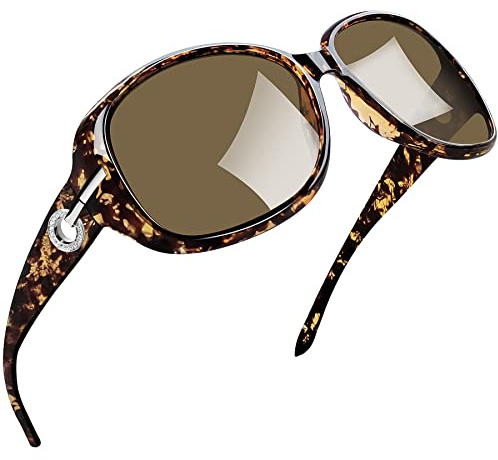Joopin Gafas de Sol Polarizadas Mujer Marco Grande Gafas de Sol Señoras Estilo Elegante Moda Protección UV400 Sunglasses Women Fashion Oversize Ámbar