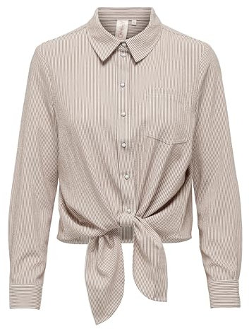 ONLY Damen Onllecey Ls Knot Shirt Noos WVN, Toasted Coconut, M