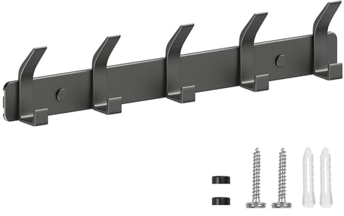 TENXSNUG Appendiabiti da Parete, Attaccapanni da Muro Moderno Antiruggine con 5 Ganci, Appendi Abiti Attaccapanni Appendini da Muro per Cucina, Bagno e Camera da Letto, Grigio