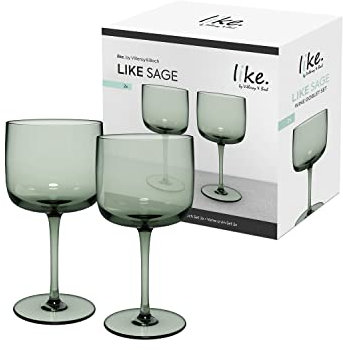 Villeroy & Boch – Juego De Copas De Vino Like Sage, Set 2 Piezas, Vidrio Coloreado Verde, Capacidad 270Ml