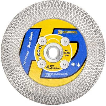 HIGHDRIL Disco Diamante Porcelanico 115mm x M14 - Doble Uso Lateral Disco de Corte y Desbaste para Cerámica Porcelánico Mármol Piedra Artificial Granito