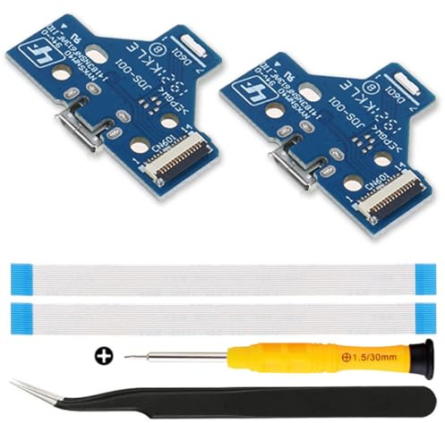 ZHUROUPU JDS-001/JDM-001 ersättning mikro-USB-laddningsport adapter reparationsdel laddaruttag kretskort med 14 stift flexkabel och LED-ljus för Sony för Playstation för PS4 trådlös kontroll