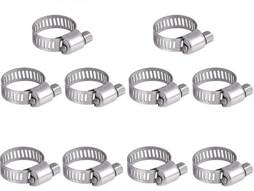 MindWissUp 10 Pièces de Colliers de Serrage 13-19mm, Colliers Réglables en Acier Inoxydable 304, Colliers de Serrage à Vis sans Fin pour Tuyaux et Raccords